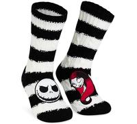 Get Trend Disney Nightmare Before Christmas Calze Pantofole Donna e Adolescenti EU 35-41, Calzini Pile Antiscivolo (35/41 EU, Bianco/Nero TNBC)