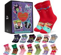 Get Trend Disney Princess & Villains Calendario Avvento Calze 2025 con 24 Coppie Maglia Traspirante Calzini Bambina Adolescenti Donna, Regali per Lei (Multi Princess/Villains)