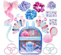 Get Trend Disney Stitch Accessori Capelli Bambina e Zainetto Set Mollette Capelli Stickers Spazzola Capelli Fasce Scrunchies Regali Ragazze (Blu Stitch)