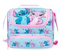 Get Trend Disney Stitch Borsa Termica Bambini, Lunch Bag Merenda con 2 Scomparti, Manico e Tracolla Regolabile, Porta Pranzo Bambina per Scuola, Asilo e Tempo Libero (Rosa/Blu Stitch)