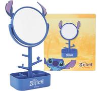 Get Trend Disney Stitch Specchio da Tavolo con Portagioielli per Ragazza e Adolescenti, Specchi Decorativi con Portaoggetti per Collana Orecchini (Blu Stitch)