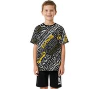 Get Trend - Fortnite Pigiama Bambino e Ragazzo 7-14 Anni, Pigiama Corto Estivo 2 Pezzi 100% Cotone con T-Shirt e Shorts, Regalo Bambino (9-10 Anni, Nero/Giallo, 1 Pack)