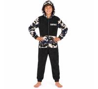 Get Trend Fortnite Tuta Intera Bambino Adolescenti 7-16 Anni, Pile Pigiami Interi Bambini con Cappuccio, Regalo Ragazzo(9-10 Anni, Mimetico Nero Fortnite)