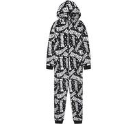 Get Trend Fortnite Tuta Intera Bambino Adolescenti 7-16 Anni, Pile Pigiami Interi Bambini con Cappuccio, Regalo Ragazzo (13-14 Anni, Nero/Bianco)