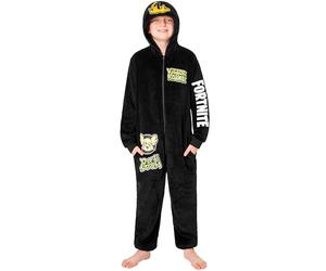Get Trend Fortnite Tuta Intera Bambino Adolescenti 7-16 Anni, Pile Pigiami Interi Bambini con Cappuccio, Regalo Ragazzo(13-14 Anni, Nero Fortnite)