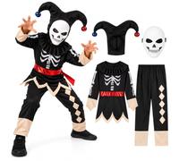 Get Trend Halloween Costume Bambino e Bambina Travestimento Spaventoso per Feste, Dolcetto o Scherzetto, Giullare, Demone, Gladiatore, Clown e Mietitore Scheletro Vestito Carnevale, Idee Regalo