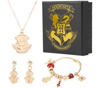 Get Trend Harry Potter Hogwarts Parure Gioielli Donna Ragazza, Set 3 Pezzi | Collana Donna Oro con Bracciale e Orecchini Set, Bigiotteria Regolabile, Gadget Idee Regalo per Lei