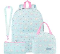 Get Trend Hello Kitty Cinnamoroll Zaino Scuola in Velluto a Coste, 4 Pezzi Set Grande Zaino Bambini con Astuccio, Borsa Termica Porta Pranzo e Lanyard, Idee Regalo per Bambina (Multi Cinnamoroll)