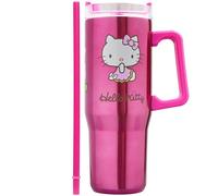 Get Trend Hello Kitty Sanrio Borraccia Termica con Cannuccia e Manico 940 ml, Tazza Termica in Acciaio Inox Isolata a Doppia Parete (Rosa Hello Kitty)