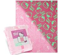Get Trend Hello Kitty Sanrio Coperta che si Illumina al Buio 130x150cm, Coperte Pile per Divano e Letto, Si Illumina Dopo 15-30 Minuti, Accessori Letto (Rosa Hello Kitty)
