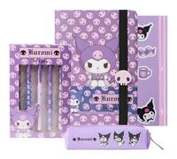 Get Trend Hello Kitty Sanrio Kuromi Set Cancelleria con Quaderno Diario Penna a Sfera Astuccio Matite Stickers Anime Materiale Scolastico e Ufficio (Viola Kuromi)