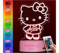 Get Trend Hello Kitty Sanrio LED Luce Notturna, Lampada da Comodino con Luminosità Regolabile, USB Alimentato a Batteria, 16 Colori e 4 Modalità (Multi Hello Kitty)