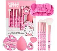 Get Trend Hello Kitty Sanrio Pennelli Trucco e Kit Bellezza, 10 Pz con Piumino da Cipria Soffice Fascia Capelli Spugnetta Trucco Pennelli Ombretti (Rosa Hello Kitty)