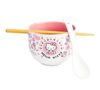 Get Trend Hello Kitty Sanrio Set Ciotole Ramen 600ml, Ciotola di Spaghetti di Riso Giapponesi con Cucchiaino Ceramica e Bacchette di Bambù, Adatto al Microonde (Multi Hello Kitty)