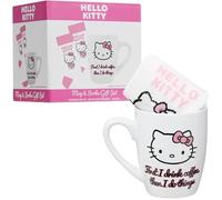Get Trend Hello Kitty Sanrio Tazza e Calze Donna e Adolescenti 35-41 EU, Tazza Ceramica 315ml con Calzini Caldi, Regalo per Lei (Rosa/Bianco Hello Kitty)
