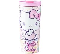 Get Trend Hello Kitty Sanrio Tazza Termica da Viaggio 425ml, Acciaio Inox con Coperchio Flip, Mug Termica Isolata a Doppia Parete per Bevande Calde e Fredde (Multi Hello Kitty)