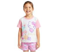 Get Trend Hello Kitty Set Pigiama Bambina e Adolescenti, 2-Pz Pigiami Estivi Ragazza, Abbigliamento da Casa, Kawaii Regali per Lei (5-6 Anni, Bianco/Rosa)