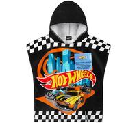 Get Trend Hot Wheels Asciugamani Bagno Telo Mare con Cappuccio per Bambini Asciugamano Cotone 100% Poncho Mare Piscina (Nero Hot Wheels, 4-9 Anni)