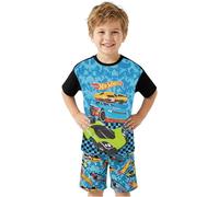 Get Trend - Hot Wheels Pigiama Bambino e Ragazzo 2-6 Anni, 100% Cotone Pigiama Corto Estivo 2 Pezzi con T-Shirt e Shorts, Regalo Bambino (3-4 Anni, Multi Hot Wheels)