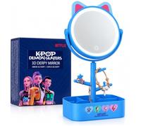 Get Trend KPop Demon Hunters Specchio Trucco con Luci LED Touch, Huntrix Specchio da Tavolo Portatile a Batteria e USB, Specchiera Trucco Inclinabile con Base, Regalo Ragazza Make Up