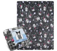 Get Trend Kuromi Sanrio Coperta Pile 130x150 cm, Soffice Coperte Morbide con Licenza per Letto, Divano e Viaggio, Anime Regali per Lei (Grigio Kuromi)