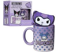 Get Trend Kuromi Sanrio Tazza e Calze Set Regalo Donna Adolescenti, 340ml/11.5oz Tazze Ceramica e Taglia Unica Calzini Caldi, Regali per Lei (Viola Kuromi)