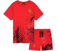 Get Trend Manchester United F.C. Pigiama Bambino Calcio Corto Pigiami Ragazzo Adolescenti Set Abbigliamento da Casa Regalo Bambini (13-14 Anni, Rosso Man United)