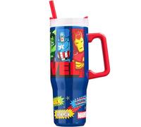Get Trend Marvel Avengers Tazza Termica con Manico e Cannuccia 920ml, Borraccia Termica Acciaio Inox a Doppia Parete Senza BPA, 42H Ghiaccio, 12H Freddo e 8H Caldo (Multi Marvel)