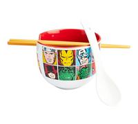 Get Trend Marvel Set Ciotole Ramen 600ml, Ciotola di Spaghetti di Riso Giapponesi con Cucchiaino Ceramica e Bacchette di Bambù, Adatto al Microonde (Multi Marvel)