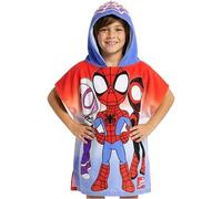 Get Trend Marvel Spidey Asciugamani Bagno Telo Mare con Cappuccio per Bambini Asciugamano Cotone 100% Poncho Mare Piscina (Blu/Rosso Spidey, 4-9 Anni)