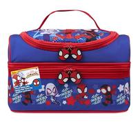 Get Trend Marvel Spidey Borsa Porta Pranzo Bambini con Scomparti a Due Piani Spuntini Borsa Frigo Pranzo per Picnic Scuola Regali Bambini (Blu/Rosso Spidey)