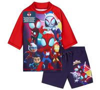 Get Trend Marvel Spidey Costume Piscina Bambino 2 Pz Costumi Mare Pantaloncini da Bagno e Maglietta per Nuoto Spiaggia Viaggio (7-8 Anni, Blu Navy Spidey)