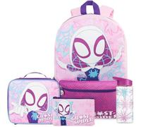 Get Trend Marvel Spidey e i Suoi Fantastici Amici 4 Pezzi Grande Zaino Ragazza Set con 46 cm Zaino, Borsa Termica Porta Pranzo,BPA Free Borraccia 500ml e Astuccio (Multi Ghost Spider)