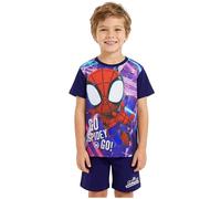 Get Trend Marvel Spidey e i Suoi Fantastici Amici Pigiama Bambino 3-8 Anni, 2 Pezzi Pigiami Estivi Bambini Manica Corta, Idee Regalo Ragazzo (7-8 Anni, Rosso/Marina Spidey, 1 Pck)