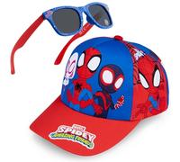 Get Trend Marvel Spidey Set Occhiali da Sole e Cappello Bambino Regolabile Cappellino e Protezione UV400 Occhiali Sole (Rosso/Blu Spidey)