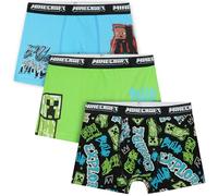 Get Trend - Minecraft 3 Pezzi Boxer Bambino e Ragazzo 7-14 Anni, Mutande Intimo, Elastico in Vita e Traspirante, Creeper Regalo Bambino (Verde/Multi, 7-8 Anni)