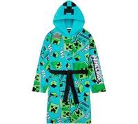 Get Trend Minecraft Accappatoio Bambino e Adolescenti, Creeper Vestaglia in Pile con Cappuccio, Gamer Regalo Ragazzo (13-14 Anni, Blu Minecraft)