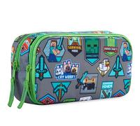 Get Trend Minecraft Astuccio Scuola Bambini, Leggero Astuccio 2 Scomparti Zip Rinforzate e 8 Elastici Fermapenne, Cancelleria Idea Regalo per Bambini Scuola (Verde/Multi Minecraft)