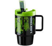 Get Trend Minecraft Borraccia con Manico e Cannuccia, 500ml A Prova di Perdite Senza BPA Tazza Plastica, Riutilizzabile Travel Mug per Bevande Fredde (Verde Minecraft)