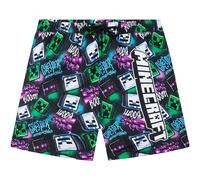 Get Trend Minecraft Costume da Bagno Pantaloncini Ragazzo UPF 50+, Costume Piscina Cordino Regolabile e Fodera Rete Estivo Regalo (7-8 Anni, Viola/Multi Minecraft)