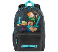 Get Trend Minecraft Grande Zaino Scuola Ragazzo, 46 cm Borsa Zaino Grafica Pixel Spallacci Regolabili Imbottiti Tasca a Rete Ideale per Scuola (Blu/Nero Minecraft)