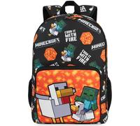 Get Trend Minecraft Grande Zaino Scuola Ragazzo Zip, 46 cm Borsa Zaino Scomparti Spallacci Imbottiti Regolabili Pannello Dorsale Scuola e Gite (Nero/Arancione Minecraft)