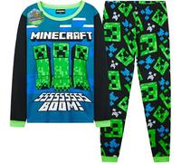 Get Trend Minecraft Pigiama Bambino Set, Lungo Pigiami Bambini Adolescenti Creeper Abbigliamento da Casa, Regalo Ragazzo (7-8 Anni, Blue/Verde Minecraft)