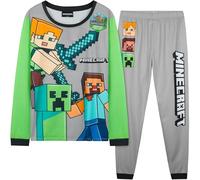 Get Trend Minecraft Pigiama Bambino Set, Lungo Pigiami Bambini Adolescenti Creeper Abbigliamento da Casa, Regalo Ragazzo (9-10 Anni, Grigio Minecraft)