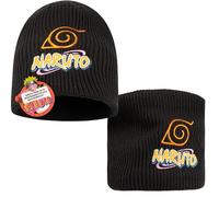 Get Trend Naruto Berretto e Scaldacollo Bambino, 2 Pz Set Invernale Bambino, Cappello Ragazzo e Scalda Collo, Regalo Anime (7-14 Anni, Nero Naruto, 2)