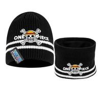 Get Trend One Piece Berretto e Scaldacollo Bambino, 2 Pz Set Invernale Bambino, Cappello Ragazzo e Scalda Collo, Regalo Anime (7-14 Anni, Nero One Piece, 2)
