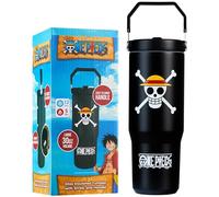 Get Trend One Piece Bicchiere Termico con Cannuccia e Maniglia, Metallo Tazza da Viaggio 850ml, Isolamento Termico Sottovuoto a Doppia Parete (Nero One Piece)