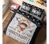 Get Trend One Piece Copripiumino Matrimoniale Bambini Ragazzo 200x200cm, Reversibile Set Letto con 2 Federe Cuscini, Accessori Camera da Letto (Multi One Piece Raddoppiare)