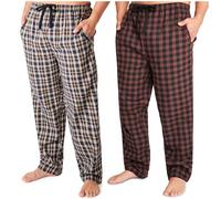 Get Trend Pantaloni Pigiama Uomo e Adolescenti M-3XL, Pacco da 2 Caldo e Traspirante Pantalone con Tasche Regali per Lui (L, Marrone, 2)