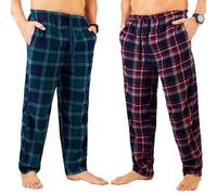 Get Trend Pantaloni Pigiama Uomo Invernale, Set 2 Pezzi Pantalone Lungo con Tasche Laterali, Abbigliamento da Casa, Regalo Uomo (M, Verde/Rosso, 2)
